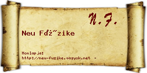 Neu Füzike névjegykártya